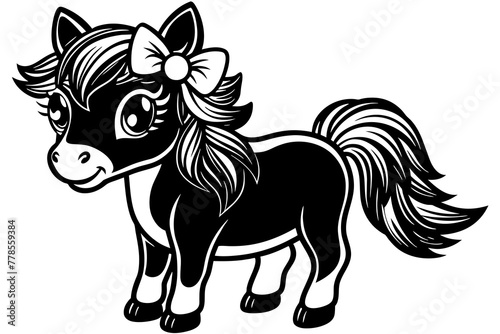 little-lovly-smiling--horse-with-rose-bows vector illustration 