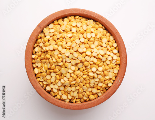 Daal Chana, yellow split chickpeas Indian or pakistani raw food.