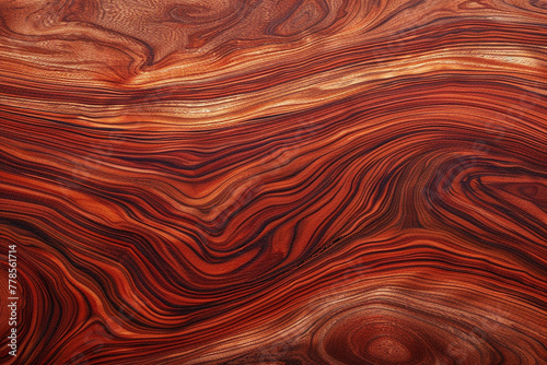 A polished rosewood texture, showcasing the exotic beauty of the wood with its richly hued swirls and straight grain, reflecting elegance and rarity. 32k, full ultra HD, high resolution © Salahuddin's