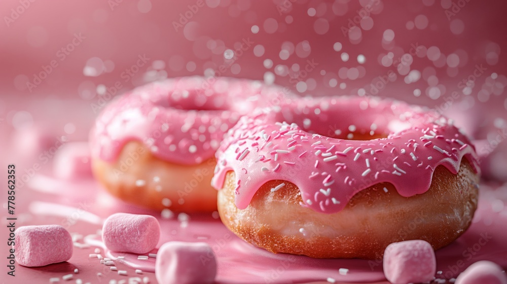 donuts with pink glazing donuts with pink glazing