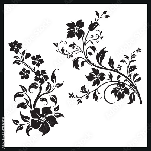 Decorative Floral Silhouette Graphics Element 