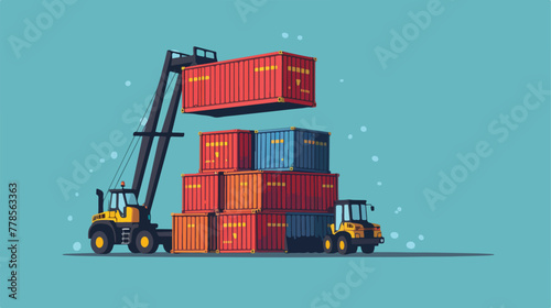 Container handler flat illustration 2d flat cartoon photo