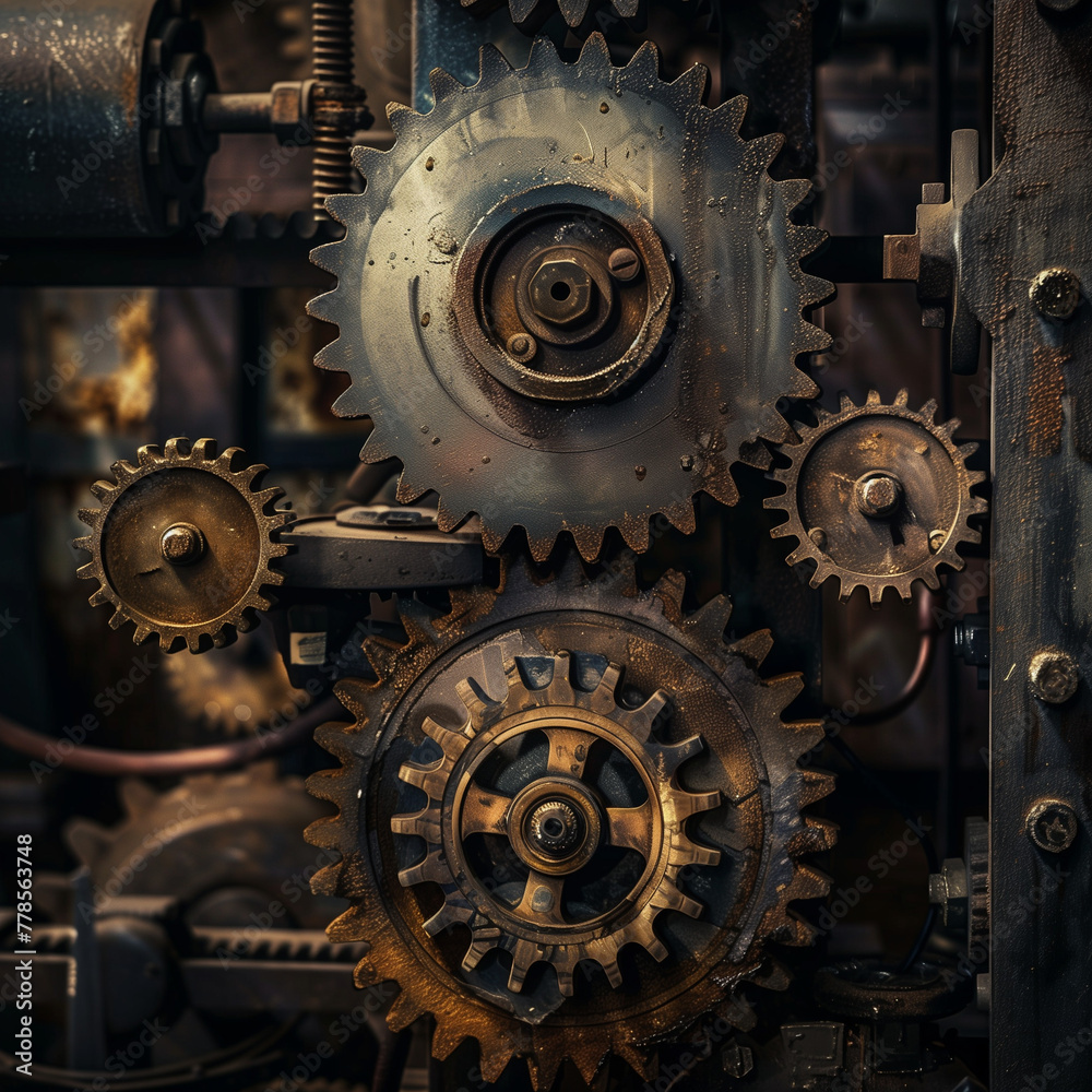 Intricate Steampunk Machinery with Gears and Cogs Intricate Steampunk Machinery with Gears and Cogs