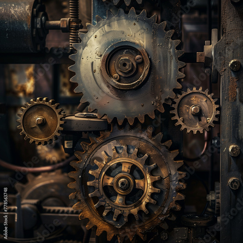 Intricate Steampunk Machinery with Gears and Cogs