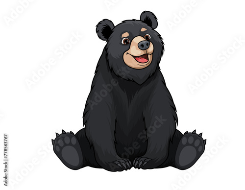 Cute Vector cartoon black bear sticker