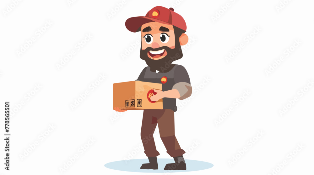 Cute delivery man cartoon character illustration ve