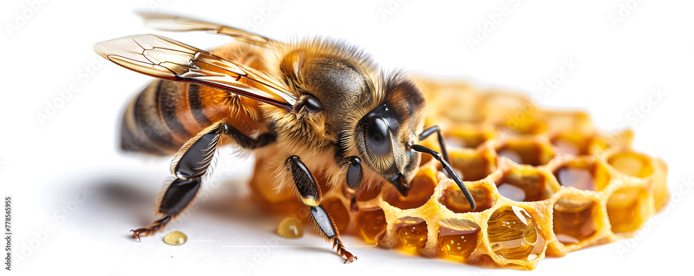 Close up view of working bees on honeycells. Close up view of working bees on honeycells.