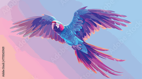 Cute Flying Parrot Bird Vector Illustration Purple © iclute