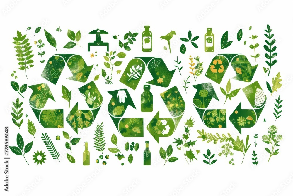 Obraz premium Master the Art of Eco-Friendly Branding with Our Unique Icons: Enhance Environmental Advocacy, Promote Recycling, and Support Sustainable Practices