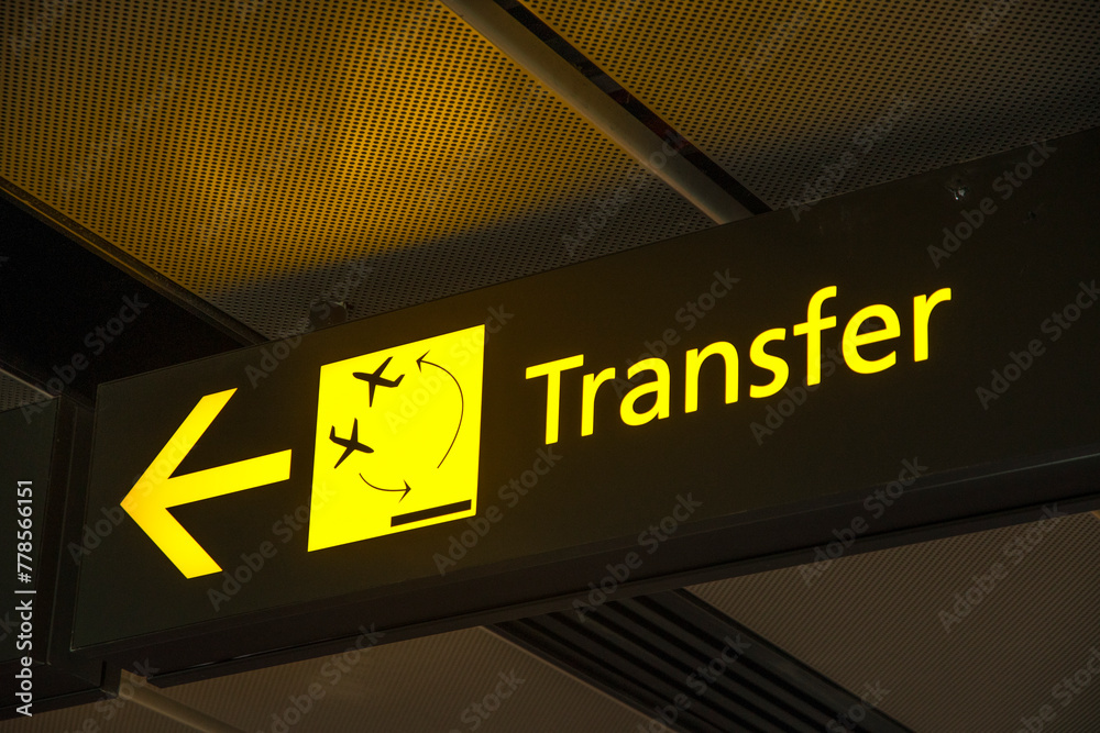 Transfer banner inside the airport. Transfer banner inside the airport.