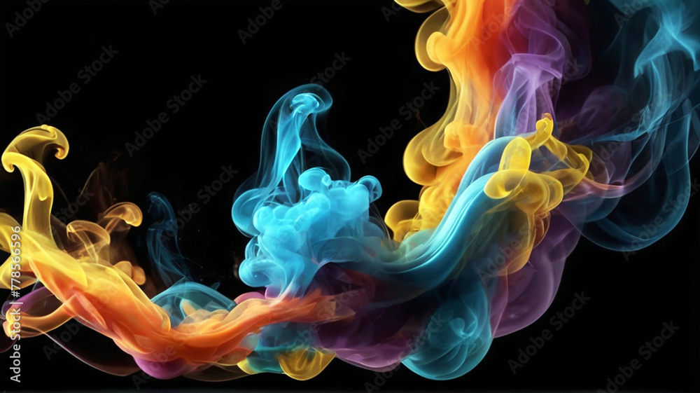 Fototapeta premium Colorful smoke isolated on black background