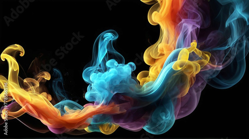 Colorful smoke isolated on black background