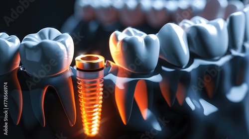 Dental implant, restoring smiles precision and durability, reliable solution for missing teeth, improving oral health confidence natural looking lasting results, personalised care for brighter smile. photo
