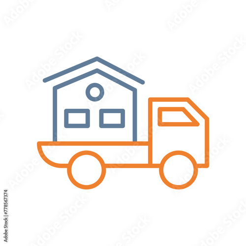 Moving Home Line Two Color Icon