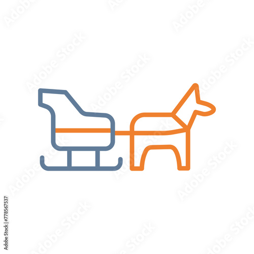 Dog sled Line Two Color Icon