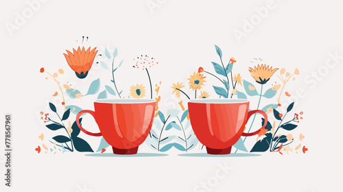 Cute tea flat illustration vector graphic 2d flat c