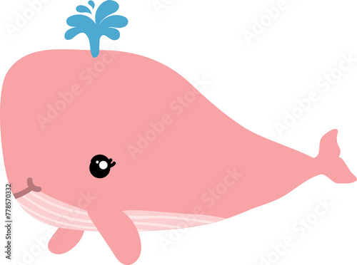 cute whale cartoon, sea animal