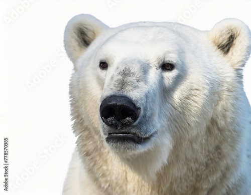 Close-up of a polar bear, isolated against a white background