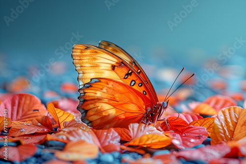 Autumn Butterfly, Seasonal Change Style, Natural Beauty Concept, Suitable for Nature Magazines, Fall Season Decor, Educational Science Materials, Copy Space