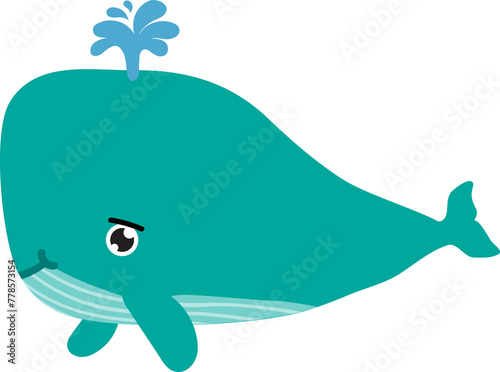 cute whale cartoon  sea animal