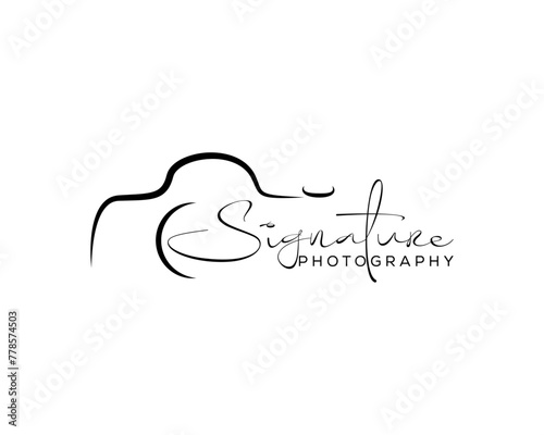 Hand drawn signature photography logo Font Calligraphy Logotype Script Font Type Font lettering handwritten with camera icon design