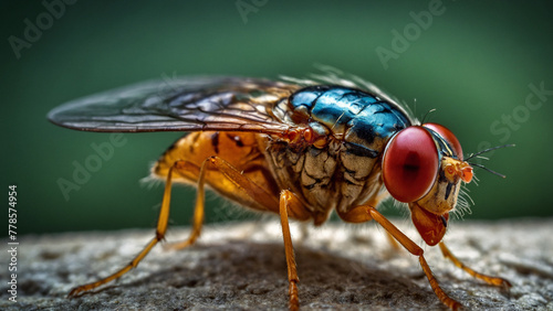 Close-up photo of a fruit fly insect. Generative ai © Gang studio