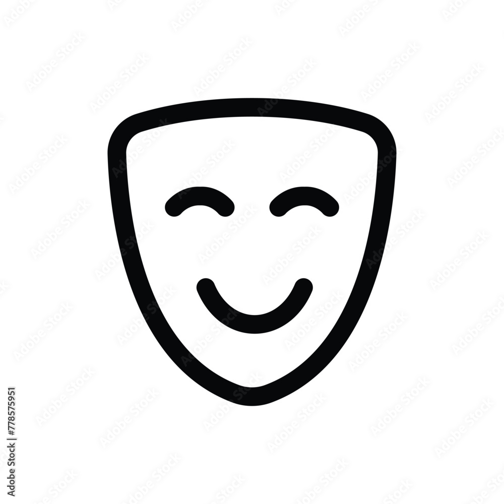 Simple Opera Mask line icon isolated on a white background	