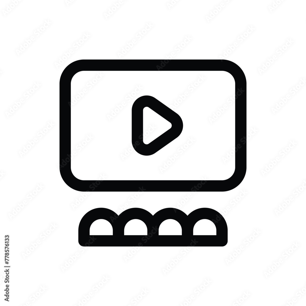 Simple Cinema line icon isolated on a white background	