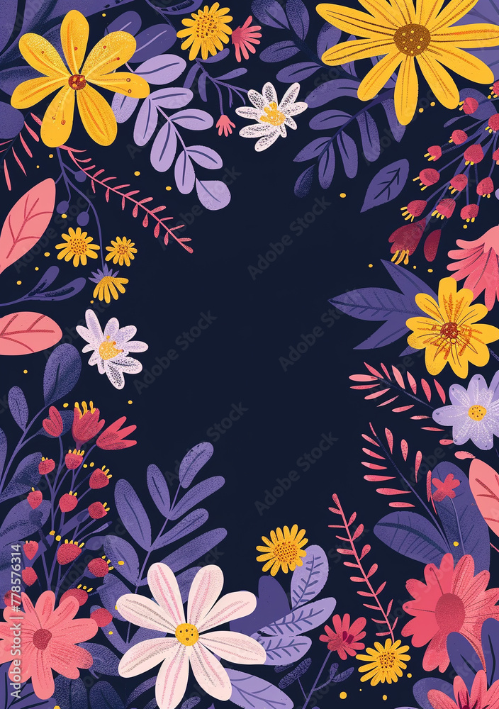 flower frame on purple background vector illustration flower frame on purple background vector illustration