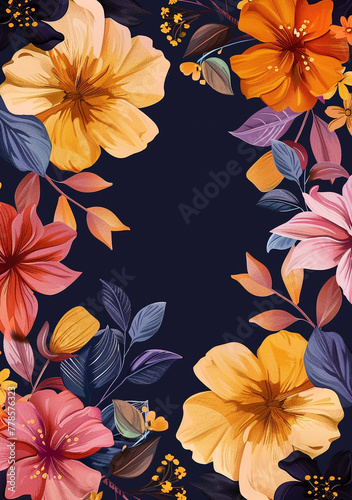 flower frame on purple background vector illustration