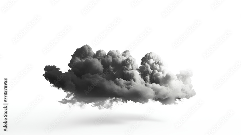A realistic rendering of a cumulus cloud isolated on a white background. A realistic rendering of a cumulus cloud isolated on a white background.