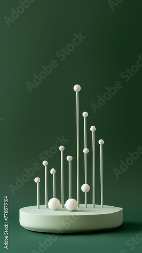 Clay model of a scatter chart, isolated on a solid green, frontal angle, even lighting photo