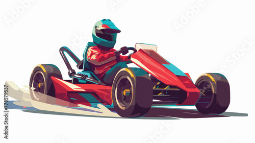 Go kart. Kart racing 2d flat cartoon vactor illustr