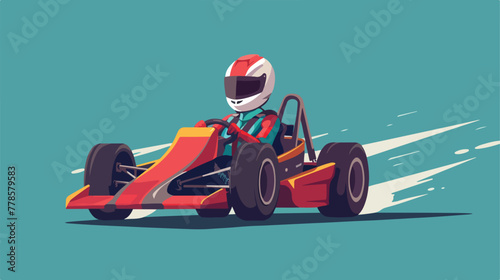 Go kart. Kart racing 2d flat cartoon vactor illustr