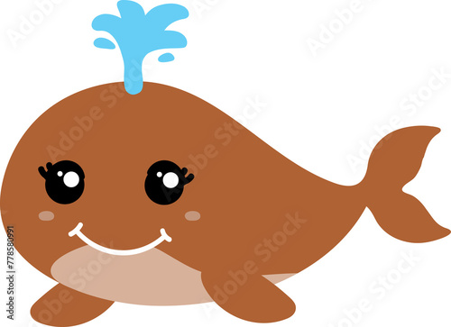 cute whale cartoon  sea animal