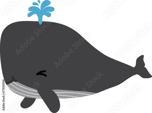 cute whale cartoon  sea animal