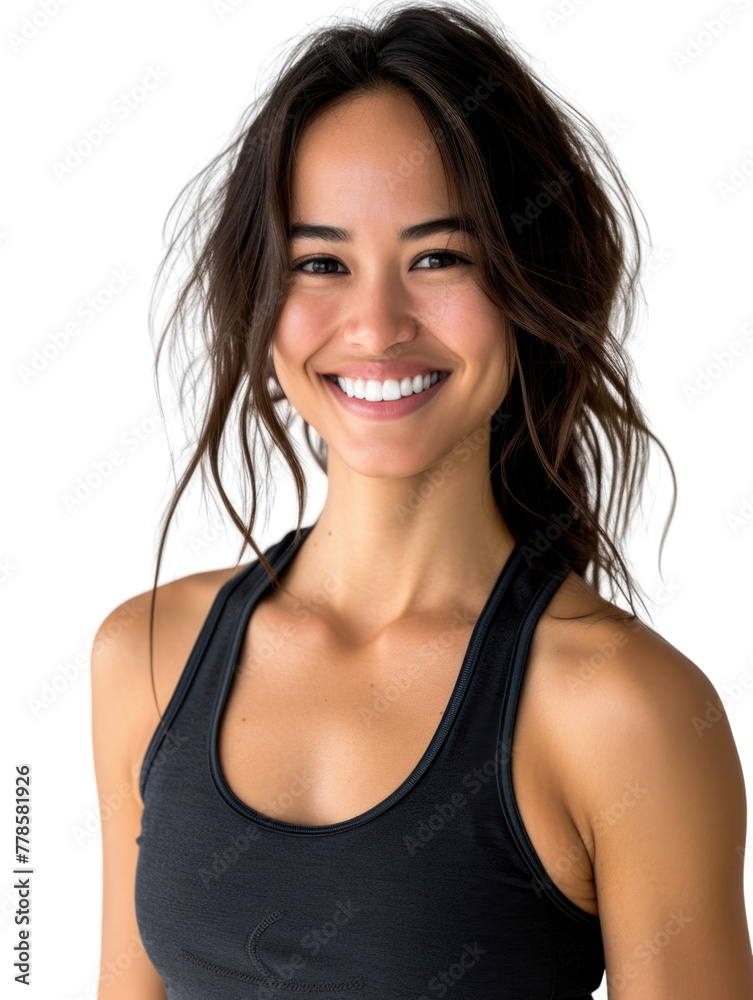 Professional woman fitness trainer transparent background
