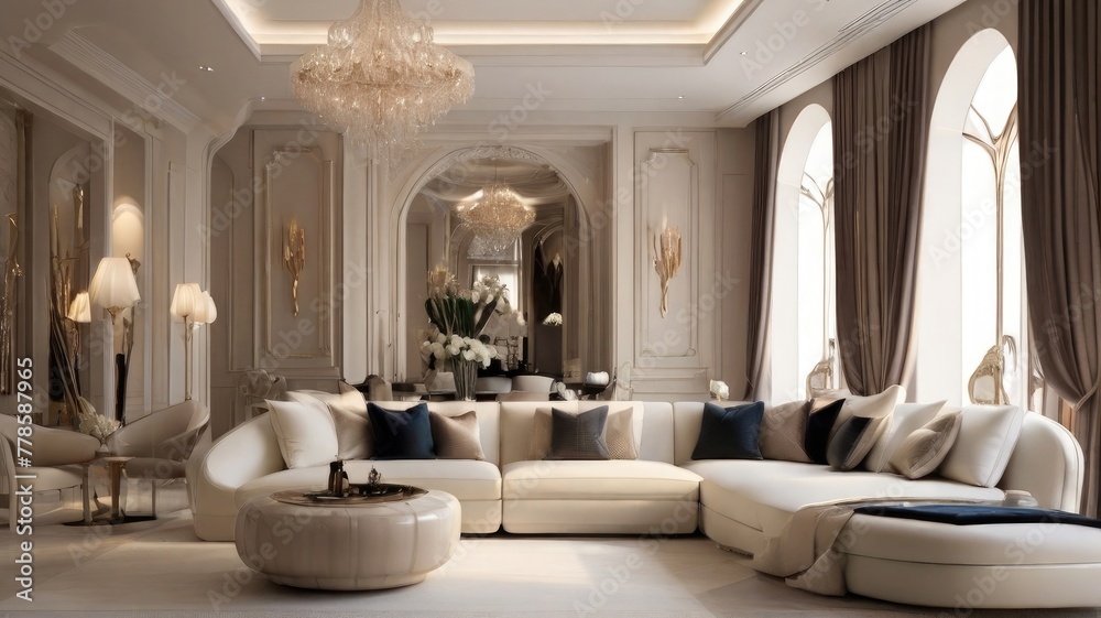 a large bright living room luxury style