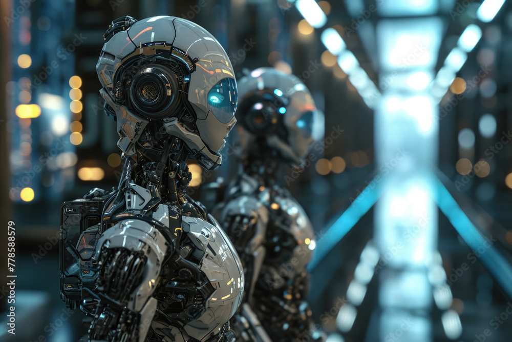 Android Scientist in Futuristic Lab, Blending AI and Robotics Android Scientist in Futuristic Lab, Blending AI and Robotics
