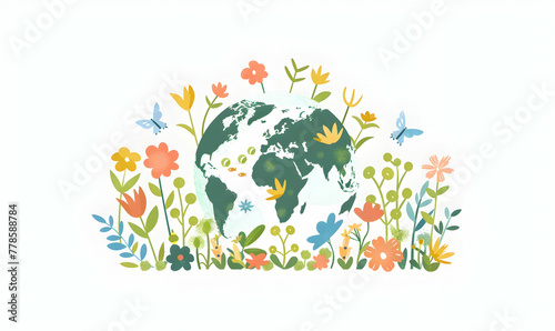 earth day illustration flat color style