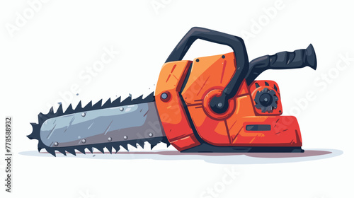 Illustration of old chainsaw. Isolated on white 2d