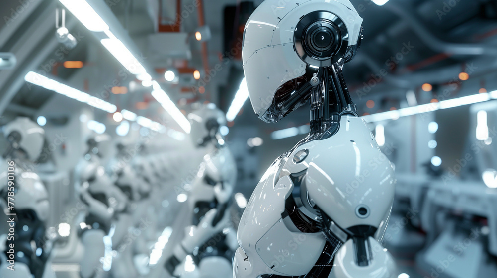 Fototapeta premium 組み立てライン上で製造されているロボットの写真