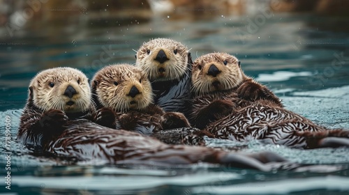 Sunlit Waters Home to Otters: A Serene Display of Marine Wildlife Amidst Kelp © AounMuhammad