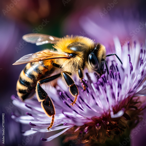 Close-up of a bee pollinating a flower.
