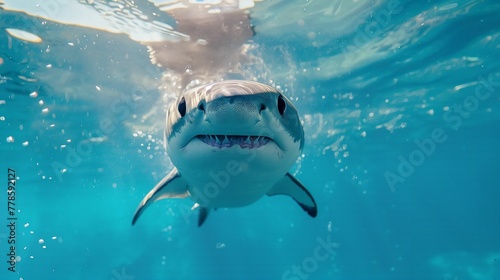 Adorable shark photo  cute shark underwater scene  happy shark mobile wallpaper.
