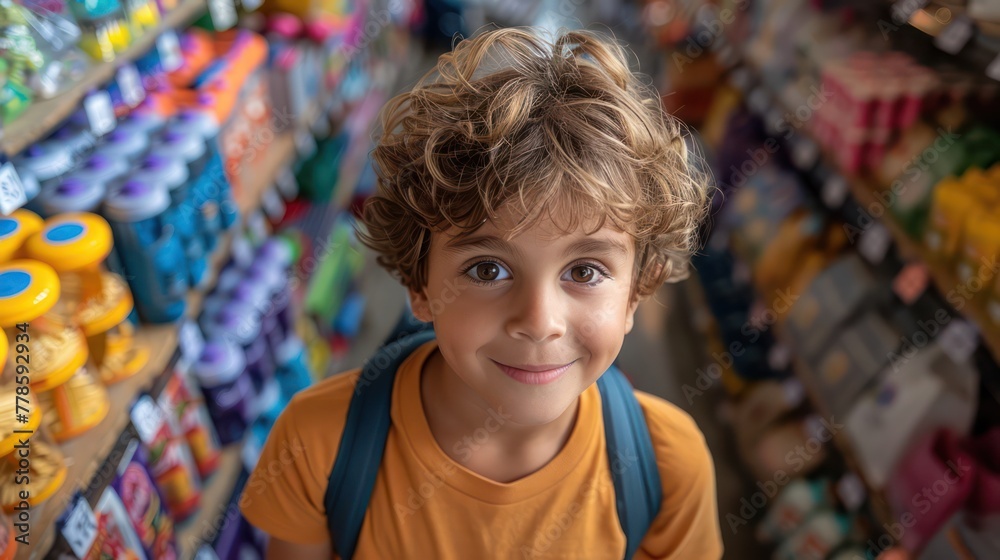 A young boy wearing an orange shirt A young boy wearing an orange shirt
