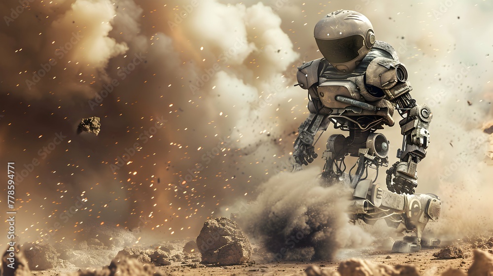 illustrations of a robot battle in a dangerous war, AI military soldier robot illustrations of a robot battle in a dangerous war, AI military soldier robot