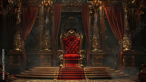 Splendid maroon throne in the kingly quarters photo