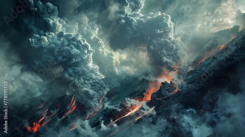eruption of a volcano illustration natural disasters photo