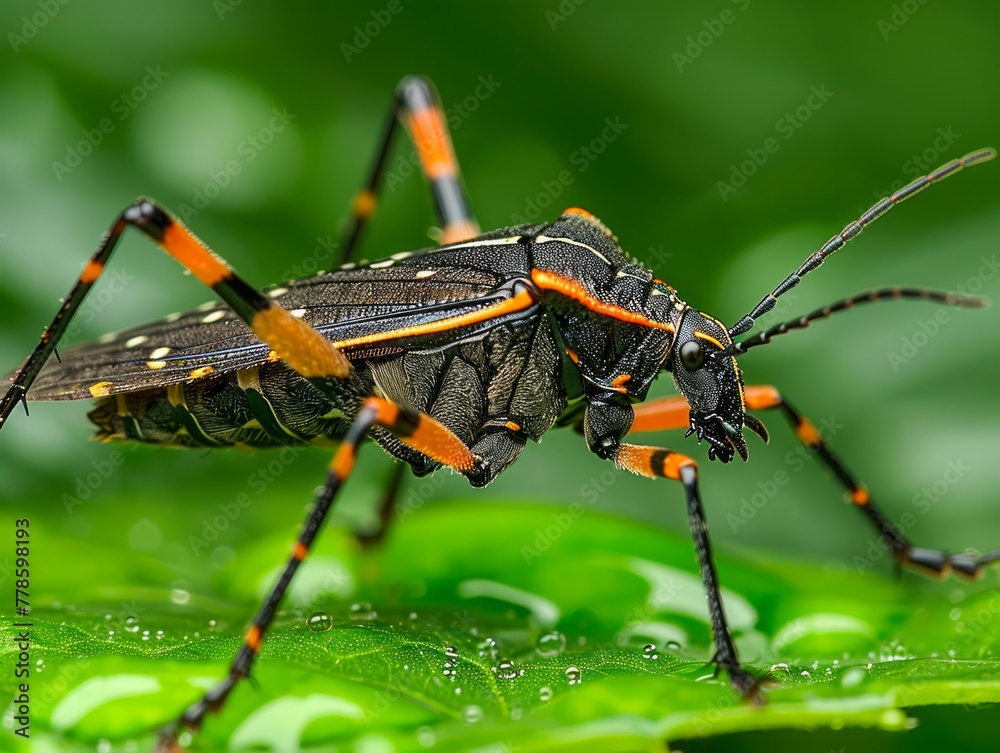 custom made wallpaper toronto digitalMacro Photography of a Vibrant Black and Orange Insect on a Lush Green Leaf